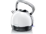Bollitore In Acciaio Inox In Stile Retro Vintage - 1,7 L - 2200 W - Senza Fili - Filtro Anticalcare - Spegnimento Automatico - Impugnatura Cool-Touch - Bianco - Gs