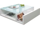 Couchtisch Salesfever "Wohnzimmer-Tisch Im Skandinavischen Stil", Weiß (Weiß, Weiß, Weiß), B:100Cm H:30Cm T:100Cm, Tische, Couchtisch, Praktisch Mit Seitlichem Magazinfach