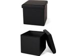 Sgabello Dibea Con Vano Portaoggetti, Sgabello Multifunzionale In Pelle Finta, Di Facile Manutenzione E Confortevole, 38X38X38 Cm, Nero