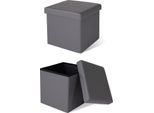 Sgabello Dibea Con Vano Portaoggetti, Sgabello Multifunzionale In Pelle Finta, Facile Da Pulire E Confortevole, 38X38X38 Cm, Grigio