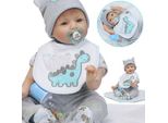55Cm Silicone Vinyl Flashing Reborn Baby Doll Lifelike Boy Toy Gift