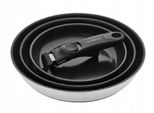 Smart Steel Set Di 3 Padelle In Alluminio 20/24/28Cm Con Manico Staccabile 996R
