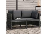 Vidaxl Divano Da Giardino A 2 Posti Con Cuscini In Poly Rattan Grigio