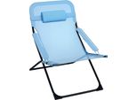 Outsunny Sedia Pieghevole Da Giardino Con Schienale Regolabile Sedia Da Campeggio Con Cuscino Per La Testa Caricabile Fino A 120 Kg Per Giardino Balcone Rete Blu