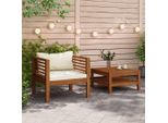 The Living Store Set Di Divani Da Giardino 2 Pezzi Con Cuscini Bianco Crema In Legno D'acacia