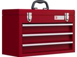 Durhand Cassetta Degli Attrezzi Vuota, 51 X 22 X 32 Cm Cassetta Degli Attrezzi Con 3 Cassetti, Scomparto Superiore, Maniglia, Cassetta Degli Attrezzi Con 2 Serrature, In Acciaio, Rosso