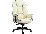 Sedia Da Ufficio Vinsetto, Sedia Da Scrivania Ergonomica Con Funzione Reclinabile, Funzione Girevole, Sedia Da Computer Regolabile In Altezza Per L'ufficio Di Casa, In Pelle Finta, Crema