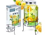 Vilde | Distributore Di Bevande - Con Rubinetto E Supporto - Nero - 6,2 L - In Vetro - Ideale Per Limonata, Succo Di Frutta, Tè Freddo