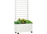Fioriera Con Traliccio Fioriera Con Rotelle Letto Rialzato Per Piante Rampicanti Legno Naturale Bianco 76 X 30 X 155 Cm Per Giardino