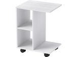 Tavolino A C, Tavolino Con Rotelle, Tavolino Da Caffè, Tavolino Da Divano Portatile, Per Piccoli Spazi, 45 X 35 X 58 Cm, Bianco