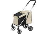 Passeggino Per Cani Passeggino Leggero In Alluminio Pieghevole Per Cani E Gatti Fino A 10 Kg Passeggino Per Gatti Con Cuscini Finestre A Rete Porte Cestino Portaoggetti Passeggino Per Gatti Passeggino Per Cani Khaki Aosom