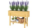 Letto Rialzato Con Ripiano, Letto Rialzato Per Erbe Aromatiche Con Fori Di Drenaggio, Fioriera In Legno, Letto Per Verdure Resistente Alle Intemperie, Letto Da Giardino, Letto Per Piante Da Giardino, Balcone, 100 X 30 X 70,5 Cm Legno Naturale Aosom