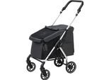 Passeggino Per Cani Passeggino Leggero In Alluminio Pieghevole Per Cani E Gatti Fino A 10 Kg Passeggino Per Gatti Con Cuscini Finestre A Rete Porte Cestino Portaoggetti Passeggino Per Gatti Passeggino Per Gatti Grigio Aosom
