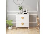 Forma Speciale In Legno Massiccio, Design Con Maniglia Quadrata E 4 Cassetti, Cassettiere Per La Camera Da Letto