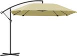 Ombrellone Fortuna Lai In Alluminio Ø 260 Cm Ombrellone Impermeabile Con Supporto, Manovella, Protezione Antivento, Inclinabile Ombrellone Da Mercato Ribaltabile Ombrellone Da Giardino Protezione Solare Per Balcone Giardino Terrazza Beige