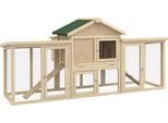 Pawhut Pollaio 204 X 85 X 93 Cm Recinto Per Polli Con Nido All'aperto Recinto In Legno Per Polli Con Posatoi Vernice Impermeabile, Per 2-4 Polli Legno Naturale