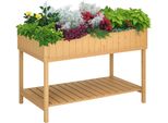 Tavolo Da Piantagione Outsunny Per Aiuole Rialzate Tavolo Da Coltivazione Per Fioriere 8 Scomparti Con Ripiano Di Drenaggio Legno Massiccio Di Abete Naturale 110 X 46 X 76 Cm