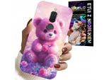 Custodia Per Huawei Mate 10 Lite - Simpatico Orsetto Su Sfondo Rosa, Custodia + Vetro