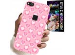 Custodia Per Huawei P10 Lite - Custodia Rosa Hearts Check + Vetro