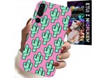 Custodia Per Huawei P20 Plus - Cactus, Cactus Su Sfondo Rosa + Pellicola
