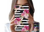 Custodia Per Huawei P10 Lite - Floreale Con Motivo A Righe Bianche E Nere