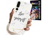 Custodia Per Huawei P20 Plus - Marmo Bianco Con Cornici Dorate Love You