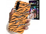 Custodia Per Huawei P30 - Cover Posteriore A Strisce Tigrate + Vetro
