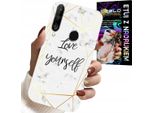 Custodia Per Huawei P30 Lite - Marmo Bianco Con Cornici Dorate Love You