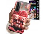 Custodia Per Huawei P Smart 2021 - Rosa Orsetto Famiglia Cuore + Vetro