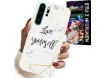 Custodia Per Huawei P30 Pro - Marmo Bianco Con Cornici Dorate Love You
