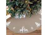 Gonna Per Albero Di Natale 122 Cm A Maglia 3D Alce Base Albero Di Natale, Gonna Albero Rustico 48Inch Per La Decorazione Di Natale, Per Interni Ed Esterni, Beige