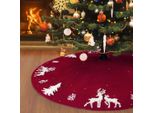 Gonna Per Albero Di Natale 122 Cm A Maglia 3D Alce Base Albero Di Natale, Gonna Albero Rustico 48Inch Per La Decorazione Di Natale, Per Interni Ed Esterni, Rosso