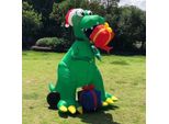 Decorazione Natalizia Gonfiabile 180Cm Dinosauro Gonfiabile Con Led E Picco A Terra E Corda Decorazione Natalizia Gonfiabile, Per Feste Indoor-Outdoor, Verde, Poliestere