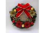Ghirlanda Natalizia Per Porta, Ghirlanda Natalizia Per Porta Da 30 Cm, Ghirlanda Natalizia Per Porta Con Fiocco, Pallina, Fiori, Ghirlanda Di Abete Per Ornamento Porta Finestra, 80% Plastica, B