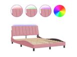 Vidaxl Struttura Letto Con Led Senza Materasso "Hanko"" Rosa 120X200 Cm Velluto"