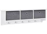 In And Outdoormatch Elmore Appendiabiti Da Parete - Appendiabiti - Con 3 Cestini - 30 X 100 X 20 Cm - Truciolato E Metallo - Design Moderno