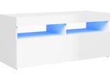 Syfax™ Mobile Porta Tv Con Luci Led Bianco Lucido 90X35X40 Cm