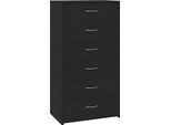 Syfax™ Credenza Con 6 Cassetti Nera 50X34X96 Cm In Legno Multistrato