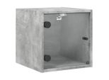 Syfax™ Comodino Con Anta In Vetro Grigio Cemento 35X37X35 Cm
