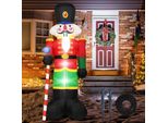 Decorazione Gonfiabile Di Natale Di 240Cm, Modello Gonfiabile Di Natale Del Soldato Dello Schiaccianoci Del Padre Di Natale Con Il Soffiatore Incorporato