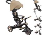 Globber Explorer Trike 4In1 - Passeggino, Triciclo E Balance Bike, 10/8,5 Pollici, Sedile In Tpr, Regolabile In Altezza, Marrone Chiaro