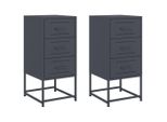 Syfax™ Comodini 2 Pz Antracite 36X39X78 Cm In Acciaio