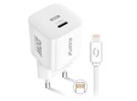 Caricabatterie Alligator Power Delivery 20W, USB-C + Cavo Apple - Bianco