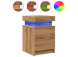 Syfax™ Comodini Con Led 2Pz Rovere Artigianale 40X30X40 Cm Truciolato