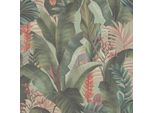 Profhome 394353-GU Carta Da Parati In Tessuto Non Tessuto Floreale Giungla Opaca Verde Rosa Rosso Blu 5,33 M2