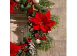 Stella Di Natale Artificiale Rosso Verde Decorazione Festiva Durevole Decorazione Da Tavola 57Cm
