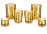 Portacandele Votive Dorati - 6 Pezzi In Vetro Di Mercurio - Portacandele Dorati In Confezione Sfusa - Decorazione Da Tavola Per Matrimoni - Decorazione Per Feste Nuziali - Natale - 2 Set