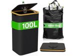 100L Deposito Per Bottiglie Con Coperchio, Include 1 Borsa Interna Riutilizzabile, Per Cucina/Ufficio/Esterno, Grande Contenitore Raccoglitore Di Bottiglie Vuote