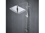 Sistema Doccia Joho In Acciaio Inox Senza Rubinetto, Doccia A Pioggia Set Doccia Con Asta E Soffione Rettangolare 35X25Cm, Cromo