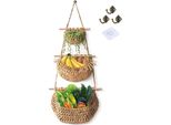 Cesto Di Frutta Appeso, 3 Livelli Sopra La Porta, Cesto Di Iuta Appeso, Iuta Intrecciata A Mano Per Cucina, Soggiorno, Bagno (Juta)